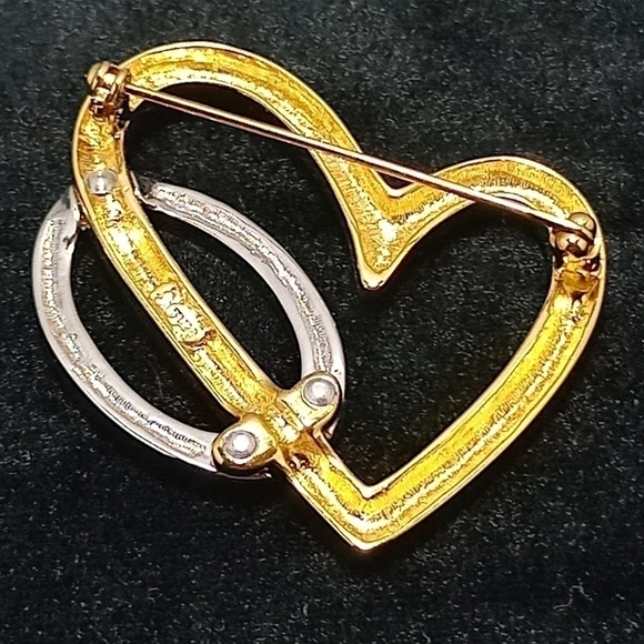Keyes brooch golden heart with white strass - Picture 3 of 5
